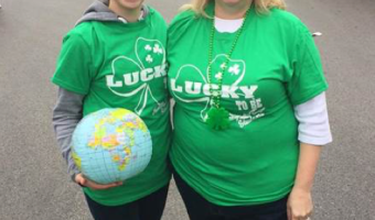 Academic Year in America local coordinator and high school foreign exchange student on saint patrick's day