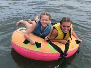 Charlotte, and exchange student from France, goes tubing