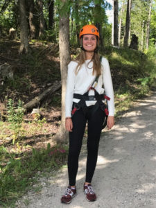 Charlotte, and exchange student from France, goes ziplining