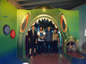 Jakob, an exchange student from Germany, at an aquarium with friends