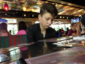 Jakob, an exchange student from Germany, at a restaurant