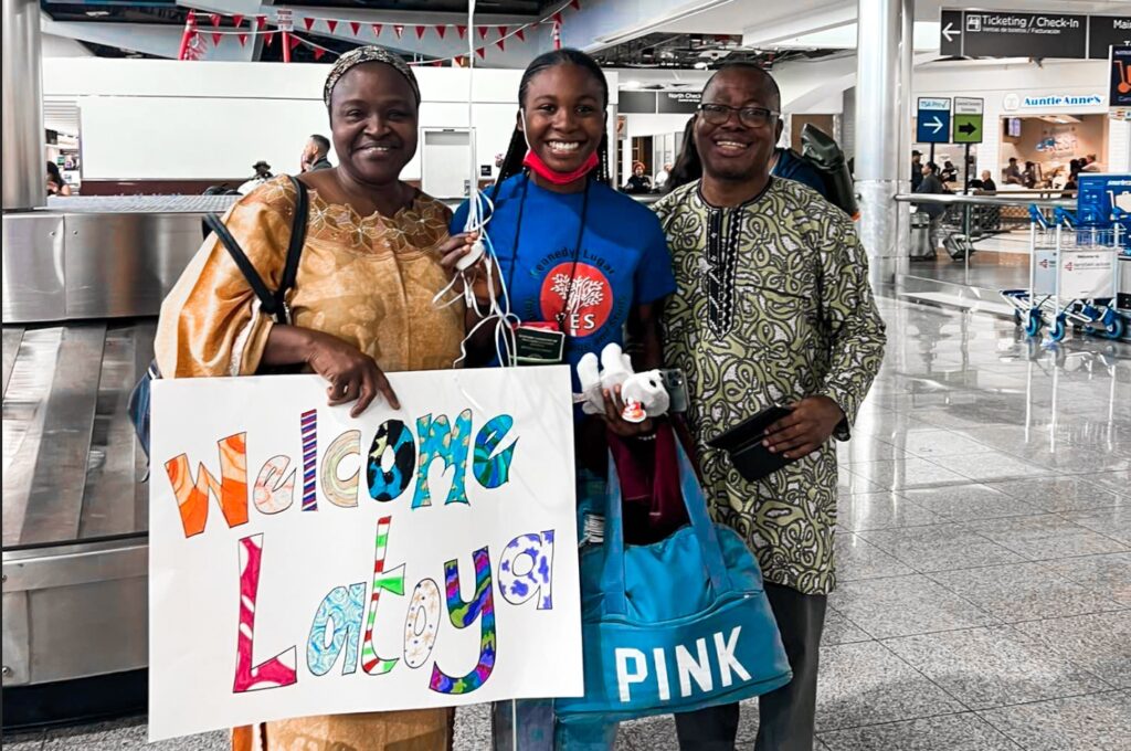 aya and yes program exchange student meets host parents at airport upon arrival
