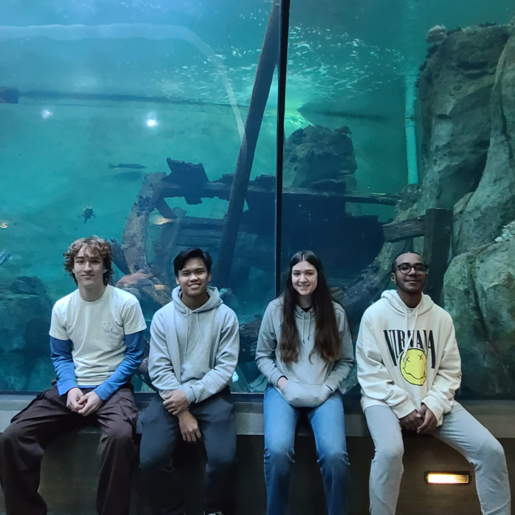 aya high school exchange students at an aquarium