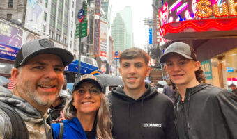 exchange student from romania in times square, new york city